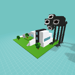 siren head dog at a haose