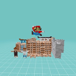 Mario destroys a city