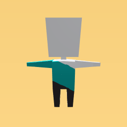 Slanted one-sleve teal shirt with black pants