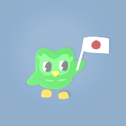 Duolingo holding a Japan flag
