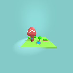 mashroom house with pond