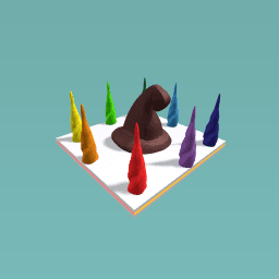 Rain bow grave with a hat in it