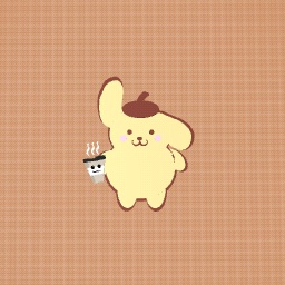pompompurin holding coffee