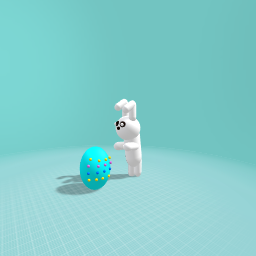 Easter Bunny stealing egg