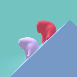 Two frogs sliding